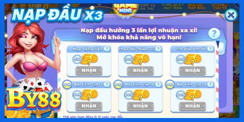 Khuyến Mãi By88: Cơ Hội Vàng Dành Cho Người Chơi Khuyến mãi Nạp đầu x3 tại By88